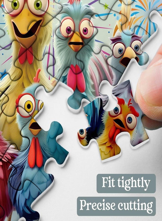 PPuzzling Thanksgiving Chicken Puzzles for Adults 1000 Pieces, Funny Chicken Family Jigsaw Puzzles, Colorful Winter Animal Puzzle as Home Decor - Image 3
